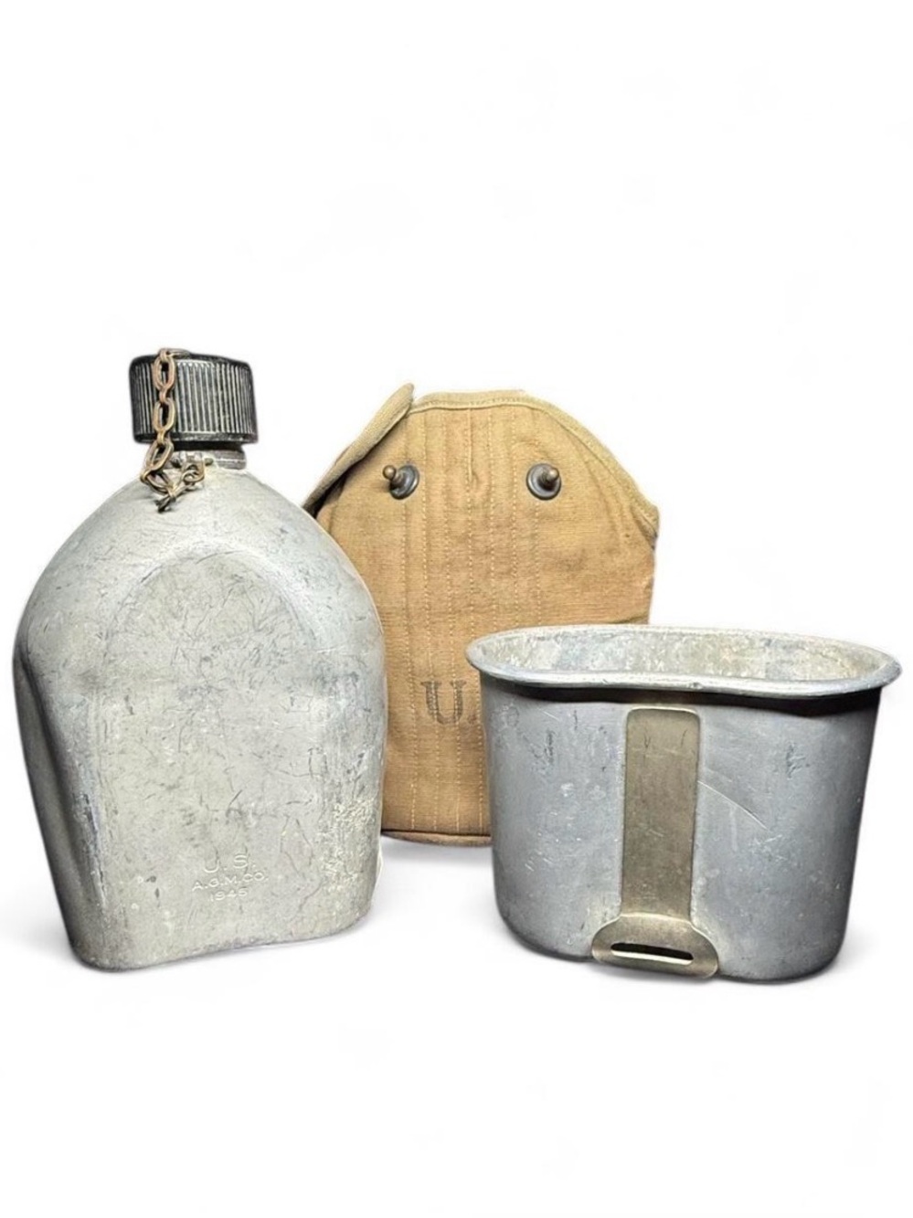 WWII US Army M1910 Canteen Set 1945 AGM Bottle 1942 Scott Canvas 1918 Militaria